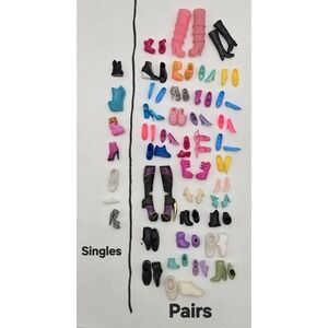 Lot of 37 Pairs & 7 Singles Fashion Doll Shoes Barbie Ken Monster High